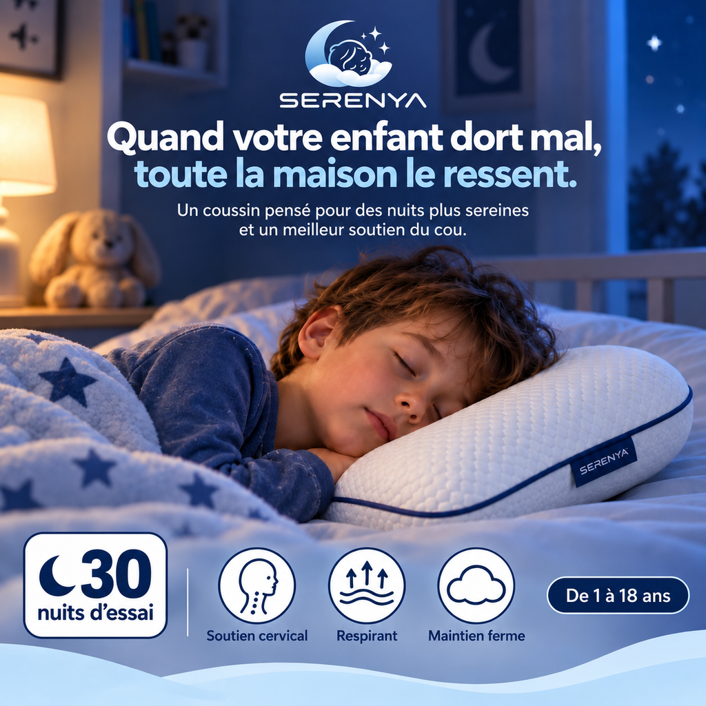 Serenya™ – Oreiller ergonomique pour enfant